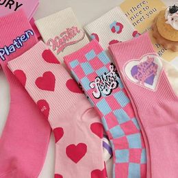 Women Socks 2023 Korean Fashion Sweet Woman Cute Love Square Funny Street Hip Hop Skateboarding Happy