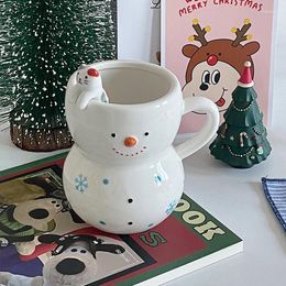 Tassen 350 ml Schneemann Becher Kreative Große Kapazität Keramik Tasse Kaffeetassen Schöne Männer Und Frauen Geburtstag Weihnachten Geschenk Frühstück