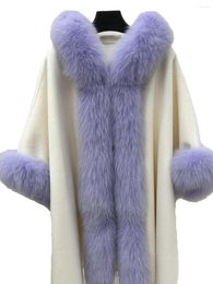 Women's Fur Coat Round Neck Long Loose Version Hit Color Splicing Hooded Design Warm And Comfortable 2023 Winter 1122