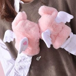 Fingerless Gloves Creative Angel Wings Gloves with Movable Wings winter Full Wrap Padded Warm Gloves Soft Cute Gloves student Girls Cute Gloves 231201