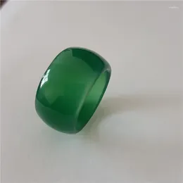 Cluster anéis natural verde calcedônia puxar anel polegar polegar único dedo homens e mulheres anel de moda