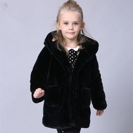 Casaco para baixo meninas jaqueta de pele outwear preto quente inverno outono 231202