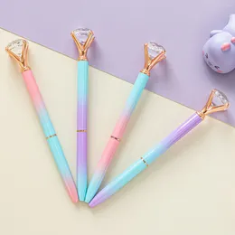 40Pcs Gradient Ballpoint Pen Large Diamond Ball Pens Metal Crystal Office Stationery Gifts Wholesale