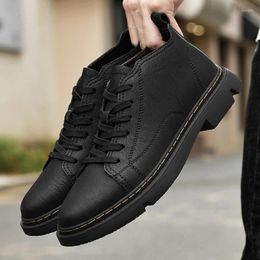 Boots For Men Genuine Leather Fashion Motorcycle 2023 Arrival Mens Lace-Up Casual Shoes Comfortable Low Top Male Sneakers