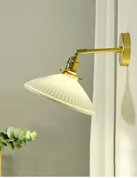 Wall Lamp Modern Nordic Ceramic Mirror Beisde Light For Bedroom Living Room Study Brass Sconce Japanese Led Wandlamp