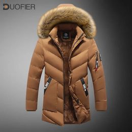 Men's Jackets Men Winter Warm Thick Hooded Fleece Parkas Male Casual Windproof Fur Collar Jacket Coat Man Fashion CottonPadded Parka Overcoat 231201
