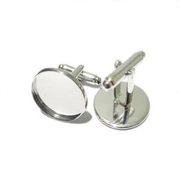 Beadsnice cufflink parts for jewelry making brass handmade cufflink whole with 16mm round cabochon tray ID8896251l