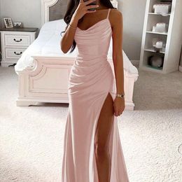 Casual Dresses Sexy Satin Backless Cocktail Prom Maxi Dress Women 2023 Summer Slim Off Shoulder Ruched Bodycon Female Party Evening