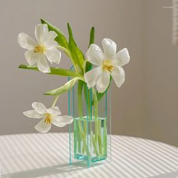 Vases INS Style Acrylic Vase Transparent Narrow Mouth Hydroponic Flowers 2023 Creative Dining Table Flower Arrangement