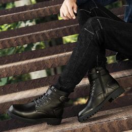 Boots Winter Plush Military Genuine Casual Leather All-match Black Male Shoes Comfortable Warm Fashion For Man