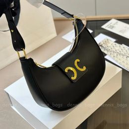 Designer Shoulder Bags Womens Handbags Smooth Cow Leather Handbag Black Luxury Half Moon Purses Woman Fashion Totes Bag