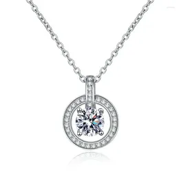 Chains XL054 Lefei Fashion Luxury Classic Fine 1CT Moissanite Circle Round Necklaces Charm Women S925 Sterling Silver Party Jewellery