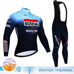 Racing Sets 2023 Quick Step Sports Set Sportswear Men's Cycling Pants Gel Clothes Mtb Winter Thermal Fleece Clothing Uniform Costume