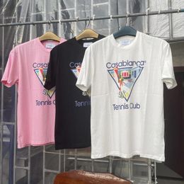 Men's T Shirts Mens T-shirts Colourful Tennis Court Letter Logo Print Short Sleeve Tops 3XL Cotton Couple Clothes Men Women Shirt