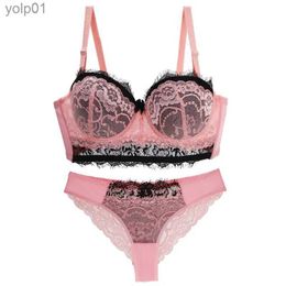 Bras Sets DaiNaFang New Sexy Women Bras Set Push Up Underwear 34/75 36/80 38/85 40/90 42/95 DE Cup Plus Size Lace Lady LingerieL231202