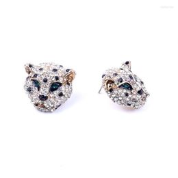 Stud Animal Gold Rhinestone Panther Head Women's Earrings Fashion Punk Rock Special Personality Charm StatementStud Odet22302S