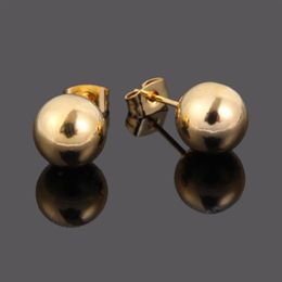 Whole Stud 10mm Ball Earring 18 K yellow Fine Gold Shape Classic Design Earrings For Women Jewelry240V