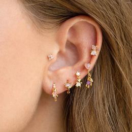 Stud Earrings 6pcs Stainless Steel Errings For Women Piercing Gun Earring Aretes Cute Gold Plated Ear Rings Ladies Titanium