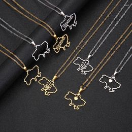 Pendant Necklaces Fashion Outline Ukraine Map Necklace For Women Girls Steel Stainless Gold Colour Heart Flag Ukrainian Party Jewellery Gifts