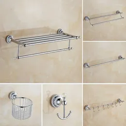 Bath Accessory Set Towel Rod Crystal Bathroom Hardware Washroom Robe Hook Bar Double Rack Accessories