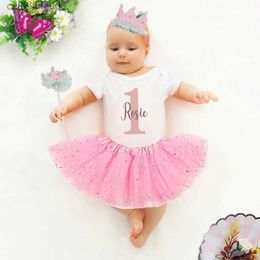 Clothing Sets Personalized Birthday Baby Girl Dresses Custom Name Sequin Tutu Skirts Girl Clothes Infant Birthday Gift Baby Short Sleeve DressL231202