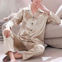 Men's Sleepwear 1 Set Stylish Male Pyjamas Solid Colour Sleeping Skin-touch Relaxed Fit Elastic Waist
