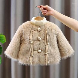 Jackets Autumn And Winter 2023 Girls' Sweater With Plush Thickened Foreign Style Coat Short Girls Baby Girl Clothes