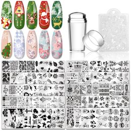 Stickers Decals Biutee 10pcs Nail Art Templates Stamping Plate Christmas Jelly Stamper Nail Plates Stamp Manicure Set For Nail Art Stamping 231202
