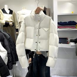 Women's Trench Coats Fashion Short Down Cotton Jacket For 2023 Winter Korean Style Elegant Padded White Parkas Female Warm Coat Trend