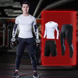 Men's Tracksuits Mens Training Sportswear Set Gym Fitness Compression Tracksuit Suit Jogging Tight Sports Wear Clothes Dry Fit Lycra Leggings 231202