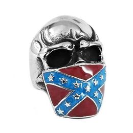 Classic Biker American Flag Infidel Skull Ring Stainless Steel Jewellery Vintage For Men Gift SWR0658355E