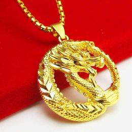 Exquisite 24 K Plated Dragon Pendant for Men and Women 11 Quality Handmade in Hongkong Gold Shop Necklacce X0707258Y