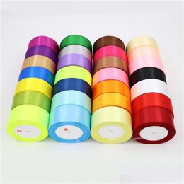 Nastro 36 Colori 25Mm 25Yard/Roll Lavoro Manuale Nastri Di Raso Di Seta Poliestere Arco Decorazioni Per Feste A Casa Fai Da Te Regali Di Natale Avvolgere 986 V2 Dr Dhxs7