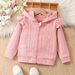 Jackets BeQeuewll Toddler Girls Zip Up Hoodies Jacket Jacquard Hooded Sleeve Sweatshirts Coat Fall Winter Kids Clothes Outerwear