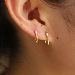 2019 minimal 925 sterling silver bar earring ear wire gold Colour polished simple delicate design girl women lovely ear jewelry259k