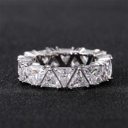 Choucong Brand Wedding Rings Luxury Jewelry 925 Sterling Silver Full Triangle 5A Zircon CZ Diamond Party E192l