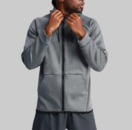 LU115 Men New Yoga Zipper Hooded Jacket Casual Long Sleeve Outdoor Jogger Outfit Fitness Sports Double-Sided Brushed Fabric Material Outwear Casual top