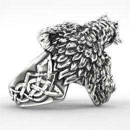 BY Stainless Steel Viking Bear Man Ring Titanium Punk Biker Ring Charm Jewellery Rings241N