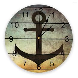 Wall Clocks Anchor With Wooden Texture Silent Home Cafe Office Decor For Kitchen Art Large 25cm