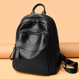 School Bags Splicing Cowhide Leather Brand Women Classic Backpack Luxury Travel Fashion Bag Girls Mochilas Feminina