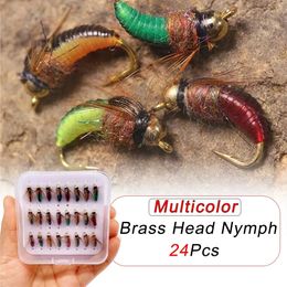 Baits Lures 24PcsBox Mixed Color Fly Flies Box Bead Head Wooly Bugger Streamer Trout Fishing Lure 231202