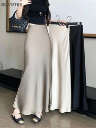 Skirts Elegant Maxi Women Minimalist Vintage Loose Office Lady Summer Fashion All-match High Waist Tender Casual French Style