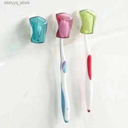 Toothbrush Holders 3 Piece/Set Suction Cup Toothbrush Holder Wall Mount Rack Bathroom Product Toothbrush Cover Storage Q231202