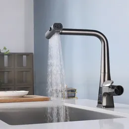 Bathroom Sink Faucets Waterfall Temperature Digital Display Basin Faucet 360 Rotate Stream Sprayer Cold Water Mixer Wash Tap For