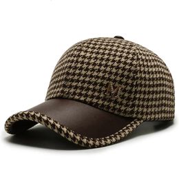 Ball Caps Black Brown Houndstooth Baseball For Men Women Retro British Style Plaid Hat Summer Trucker Cap Gorras Hombre 231201