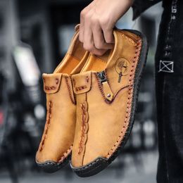 Dress Shoes Men Casual Shoes Leather Loafers Flat Classic Moccasins Shoes for Men Breathable Zip High Quality Man Walking Sneakers Men 231201