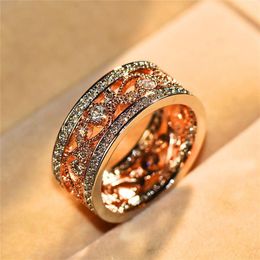 Size 6-10 Vintage Fashion Jewelry 925 Sterling Silver&Gold Fill Pave White Sapphire CZ Diamond Eternity Rings Women Wedding Flower185r