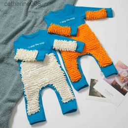 Clothing Sets Baby Clothes 2022 New Baby Crawling Clothes Baby Mopping Crawling Clothes Dark Button English long-sleeved JumpsuitL231202