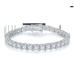 2024 New Fashion 18k White Gold Plated 5mm Moissanite Diamond Four Claw Tennis Bracelets for Women Girls