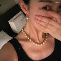 Pendants 10-12mm Thick Gold Nanyang Pearl Baroque Natural Sea Pearls Necklace